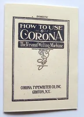 Vintage Antique Smith Corona Folding Typewriter Replica Instruction Booklet • £5.99