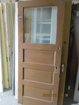 Vintage Interior Door With  Glass Horizontal Panels Stained 32 X 79 Can Ship • $225