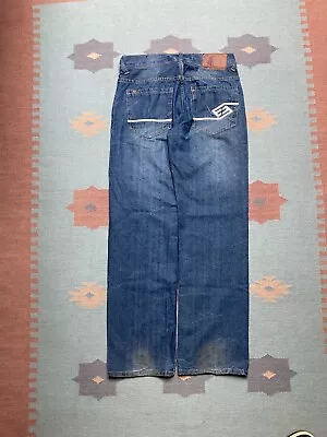 Vintage Y2k Baggy Jeans Embroidered Enyce Wide Leg Skater Hip Hop 32x33 • $30