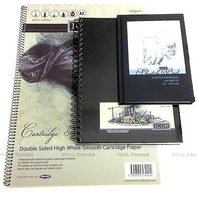 £5.99 • Buy Sketch Book Drawing Pad White Cartridge Paper A3 A4 A5 Artist Draw Art Paper Pad