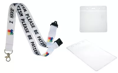 Autism Awareness - Please Be Patient WHITE Lanyard & Plastic Flexible ID Wallet • £3.79