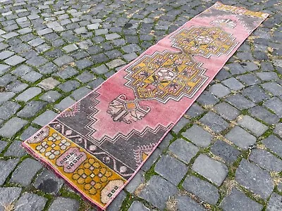 Carpet Bohemian Wool Runner Rug Turkish Vintage Handmade Rug Runner 15 X 65 • $241.20