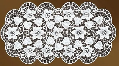 £7.99 • Buy Oval Floral Cream Or White Lace Table Mat/Doily/Napkin (16  X 32 ) (40 - 80 Cm) 
