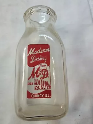 MODERN Dairy 1/3 Quart   Milk Bottle Quincy Illinois  • $20