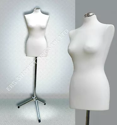 Tailors Dummy Female European Size  Mannequin Cream With Chrome Stand • £40.99