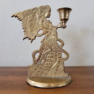 VTG 1995 Solid Brass Hosley Angel Candle Holder. Made In India • $16.95