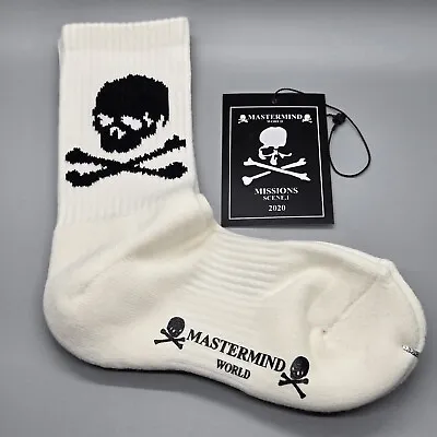 Mastermind World Skull Head White Long Crew Socks Unisex 2018 Japan • $29.98