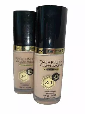 2 X Max Factor Facefinity 3in1 Liquid Foundation - 40 Light Ivory BRAND NEW • £16.98