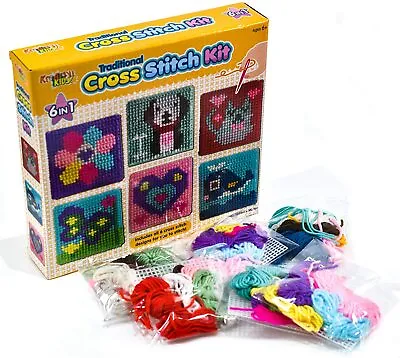 £9.99 • Buy 6 In 1 Traditional Cross Stitch Kit - Age 6+ Childrens - 6 Designs - Boxed Set