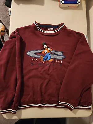 Vtg Disney Goofy Big G Est 1934 Maroon Crewneck Embroidered Sweatshirt Size L • $35
