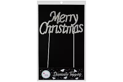 £1.29 • Buy DIAMONTE CHRISTMAS CAKE PICK Silver Sparkle Merry Christmas Toppers Cupcake