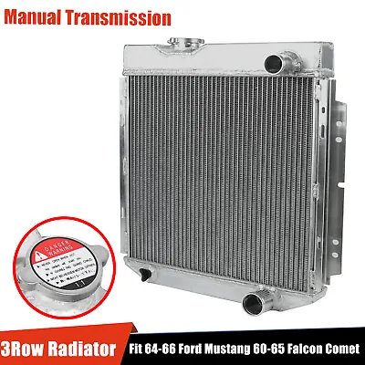 3 Row Aluminum Radiator Fit 1964-1966 Ford Mustang 1960-1965 Falcon Comet V8 MT • $92.99