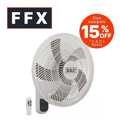 Sealey SWF16WR Wall Fan 3-Speed 16in With Remote Control 230v Timer Oscillating • £45.95
