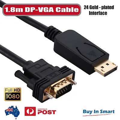 Displayport DP To VGA Cable Male To Male HD 1080P High Speed Display Port Lead • $6.95