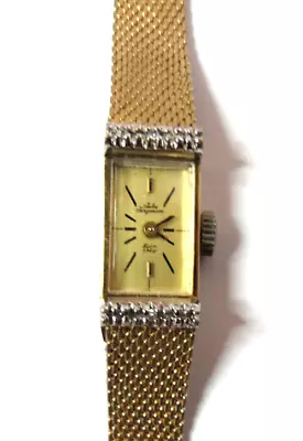 Vintage  Swiss Nice Ladies Jules Jurgensen 6 Diamonds Gold Manual 17’j Watch Run • $54
