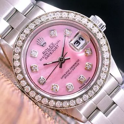Rolex 69160 MOP Pink Diamond Dial 26mm Ladies Watch • $8440.85