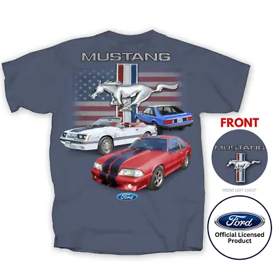 Ford Mustang Fox Body Flag Indigo T-Shirt 3rd Gen 5.0 GT 302 Official Licensed • $24.99