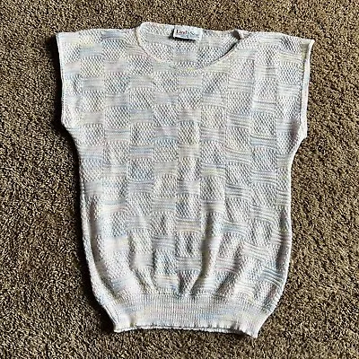 Vintage Pastel Land’n Sea Knit Sweater Cotton Short Sleeve Tunic Vest Top ~ S/M • $14.36