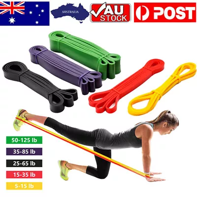 $9.19 • Buy Set Of 5 Heavy Duty Yoga Resistance Band Loop Power Gym Fitness Exercise Workout