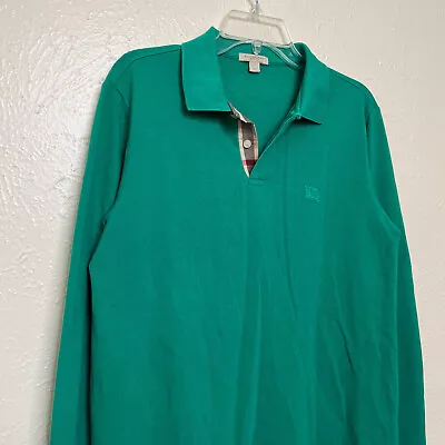 Burberry Brit Shirt Mens M Green Polo Nova Check Long Sleeve • $59.99