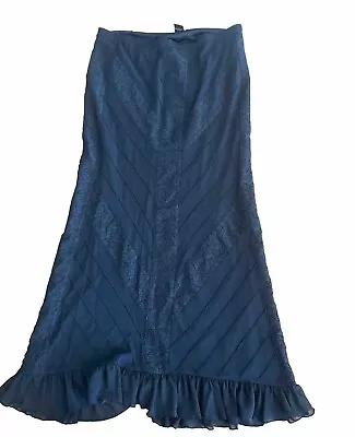 Black Maxi Skirt Lace Trim Fairy Gothic Mermaid Grunge Y2K Vintage Large READ • $25
