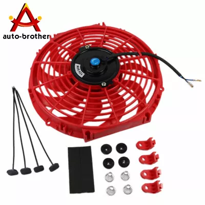 Red 12V Universal Slim Fan Push Pull Electric Radiator Cooling Mount Kit 12 Inch • $30.97