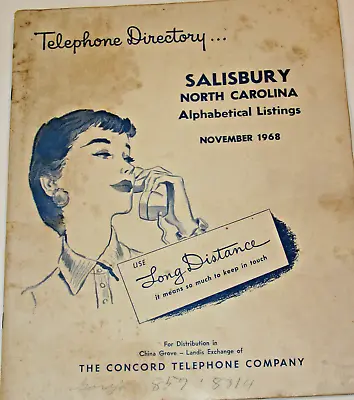 Vtg 1968 Salisbury Nc Phone Book/directory! White Pages! Spencer & East Spencer • $38.99