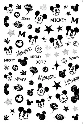 Black Retro Mickey Mouse Nail Art Water Decals • $1.99