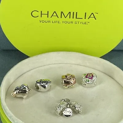 Chamilia Charms Valentine's Day Love Hearts Bundle 925 Sterling Silver With Box • £40
