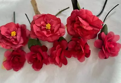 Lot  Of 8 Rich Red Vintage Antique Millinery Flowers. • $12