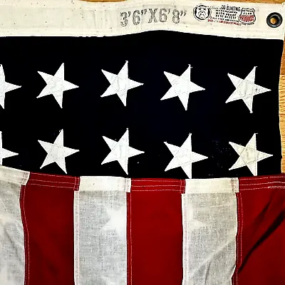 Vintage American Flag 48 Star Dettras Bull Dog Bunting USA Stitched Stars • $159.99