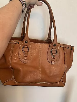 Vintage Large Leather Brown Tote/Purse Brass Hardware • $34.99