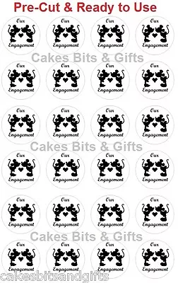 24 X ENGAGEMENT Mickey Mouse Edible Cupcake Cake Toppers Pre Cut & Ready To Use • $9