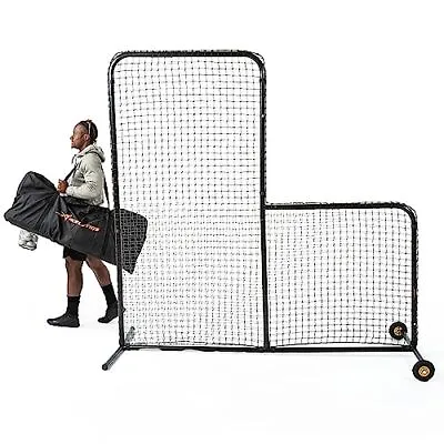 L Screen Baseball For Batting Cage | Baseball Pitching Net With Wheels-7 Feet By • $173.90