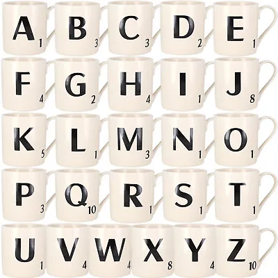 Scrabble Letter Mug A To Z Letters Monogrammed Initial Ceramic 370ml Coffee Cup • £14