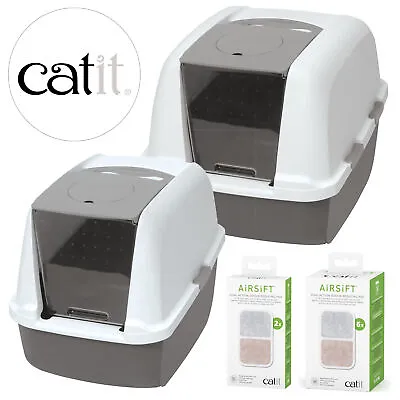 Cat Litter Tray CATIT AiRSiFT Large Hooded Box With Door Flap & Dual Action Pads • £16.99