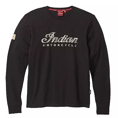 Indian Motorcycle Men's Long Sleeve Script Logo T-Shirt Black • $46.20