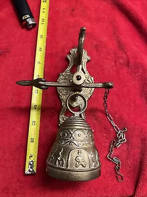 Vintage Wall Mount Brass Bell Door Knocker Monastery • $40