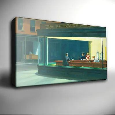 Edward Hopper NIGHTHAWKS 1942 Painting Giclee CANVAS Wall Art Reproduction Print • £11.99