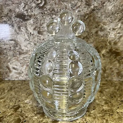 VINTAGE INDIANA GLASS MAYFLOWER DOTS RAYS CRYSTAL CANDY DISH BOX W/LID 1900s • $39.99