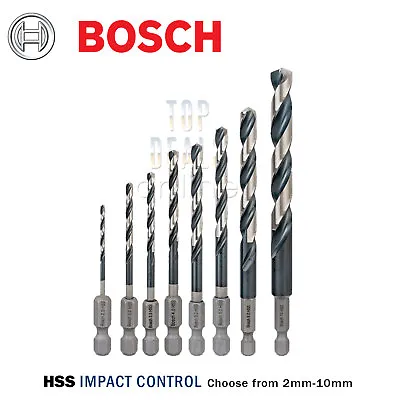 Bosch HSS HEX Shank Drill Bits Metal Steel 1/4  End Impact Control 2mm-10mm • £5.50