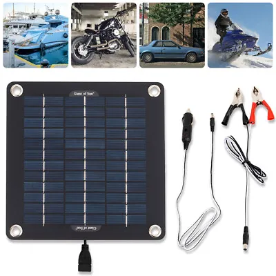 10W 12V Portable Solar Panel Trickle Charger Car Battery Maintainer For Boat RV! • £14.59