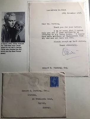 1949 Chelsea England Cover To Purley Laurence Olivier Actor W Letter Signed • £200.87