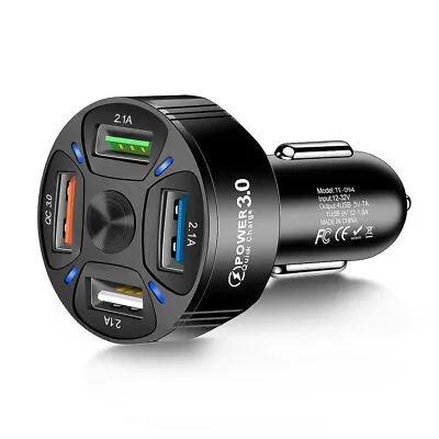 4 In 1 QC 3.0 4 Port USB Car Charger Fast Adapter Fast Charging Car Cigarette • £3.39