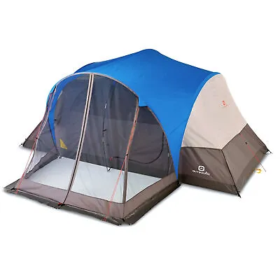 Outbound 8 Person 3 Season Easy Up Camping Dome Tent With Rainfly & Porch Blue • $94.99