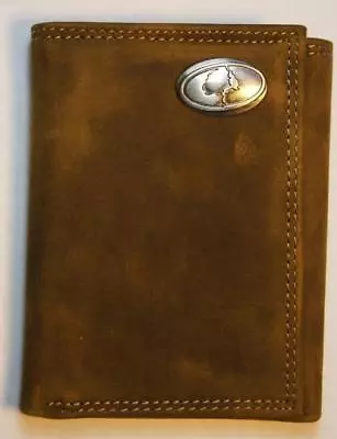 ZEP PRO Mossy Oak LOGO Crazy Horse Leather Trifold Wallet Tin Gift Box • $40