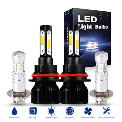 Led Headlights Hi-Low Beam Bulbs Fog Light Bulbs Kit 4x For Ford F-250 1994-1996 • $45.99