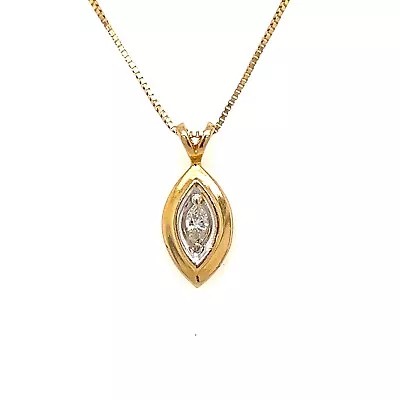 14kt Yellow Gold Marquise Diamond Solitaire Pendant .9 Grams • $269.99