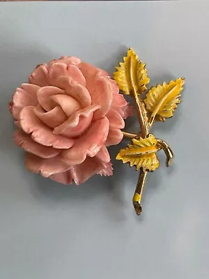1950's Pell Pink Lucite Rose Pin Brooch • $5
