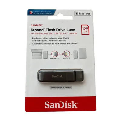 Sandisk 128GB IXpand Flash Drive Luxe For IPhone And USB Type-C Devices (Black) • $95.95